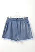 Dusk Blue Raw Hem Lace-up High Waist Plus Size Denim Shorts